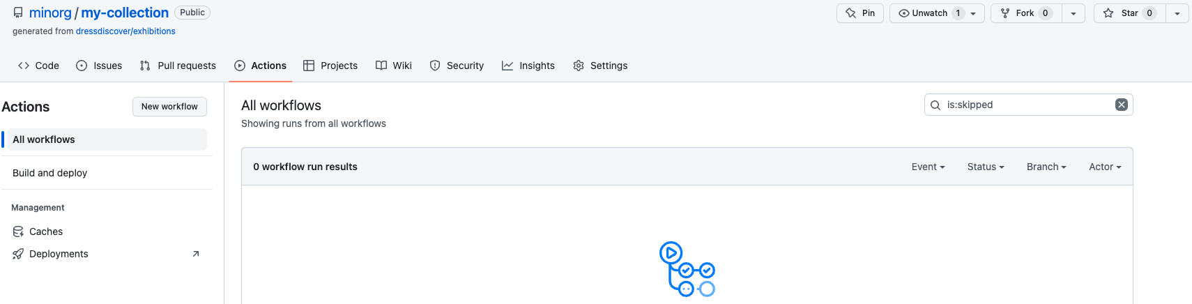 Screenshot of GitHub Actions tab