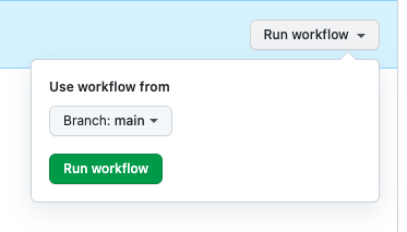 Screenshot of GitHub Actions run workflow dialog